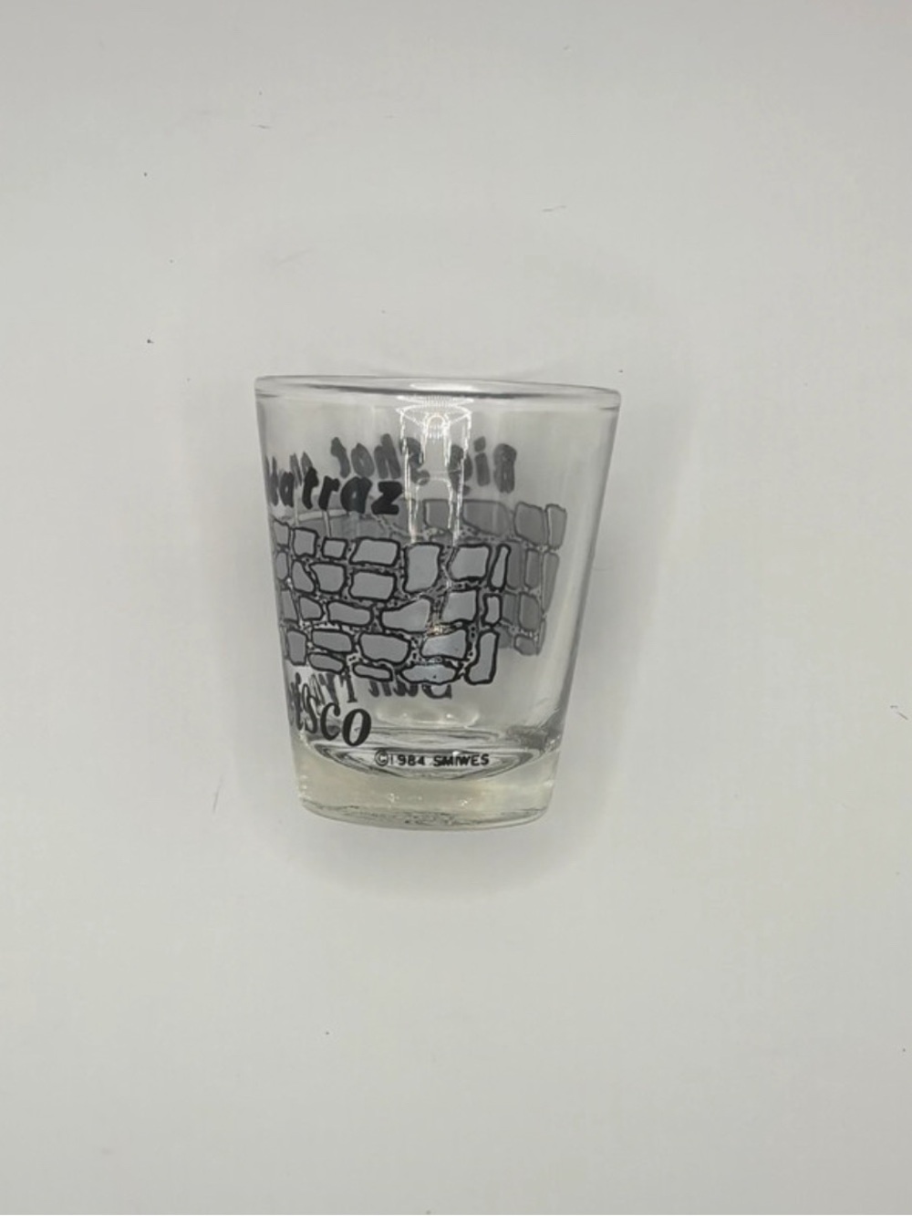 Vintage 1984 Smurfs Big Shot on Alcatraz San Francisco Souvenir Shot Glass